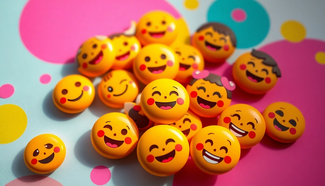 Engaging tiktok emojis displayed creatively on a colorful background for social media.