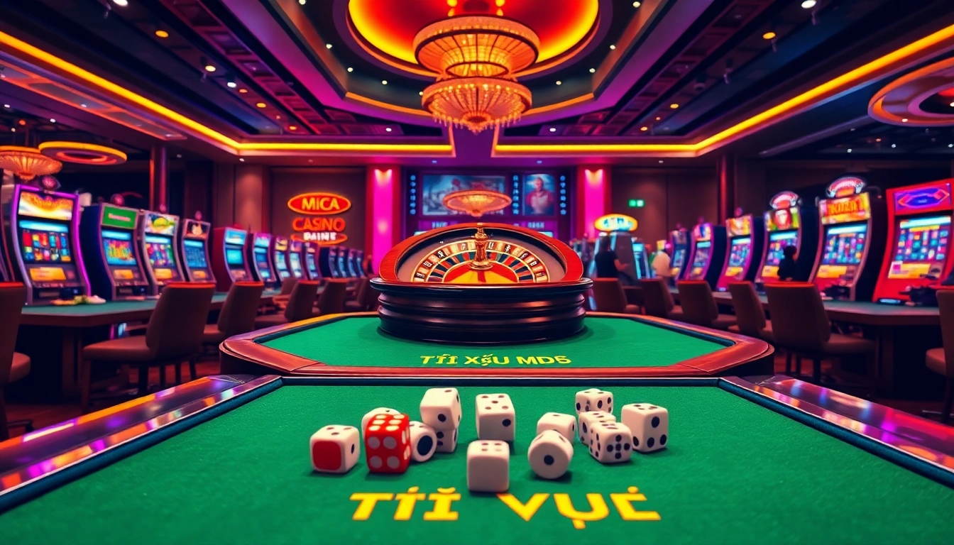 Experience the excitement of gambling at https://taixiumd5.fan/ with vibrant dice and casino tables.