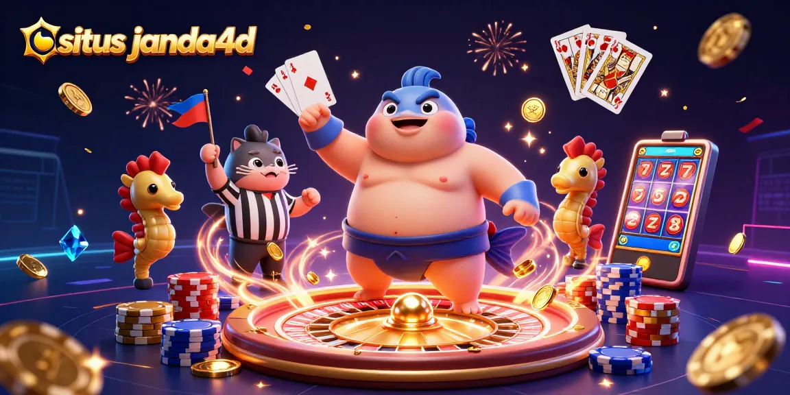 Gambarkan keseruan di situs janda4d saat bermain game kasino dengan berbagai elemen meriah.
