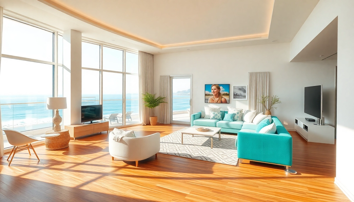 Buy apartment in Alanya featuring modern furnishings and stunning views of the beach.