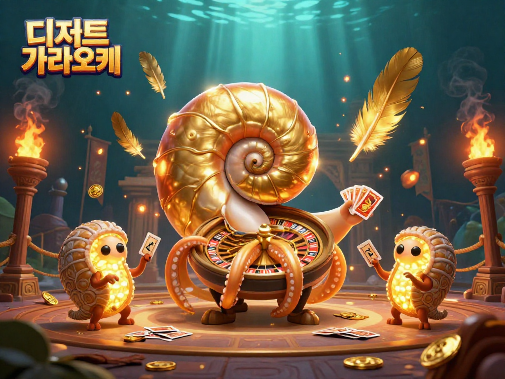 디저트 가라오케에서 황금 조개와 카드로 잭팟을 노리는 특별한 장면입니다.