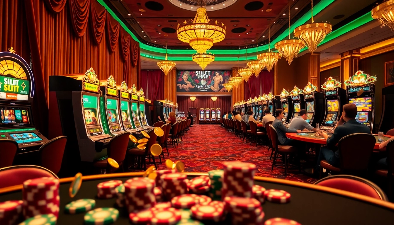 Terlibat dengan slot depo pulsa untuk peluang menang di meja kasino mewah dengan mesin slot yang berwarna-warni.