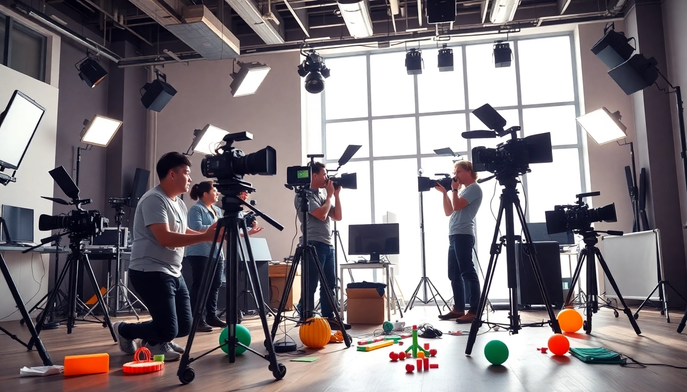 Creative Video Production Agency team collaborating in a modern studio environment