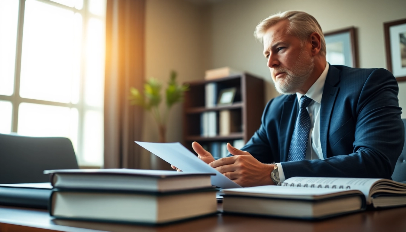 Clearwater truck accident attorney consulting a client in a professional office.