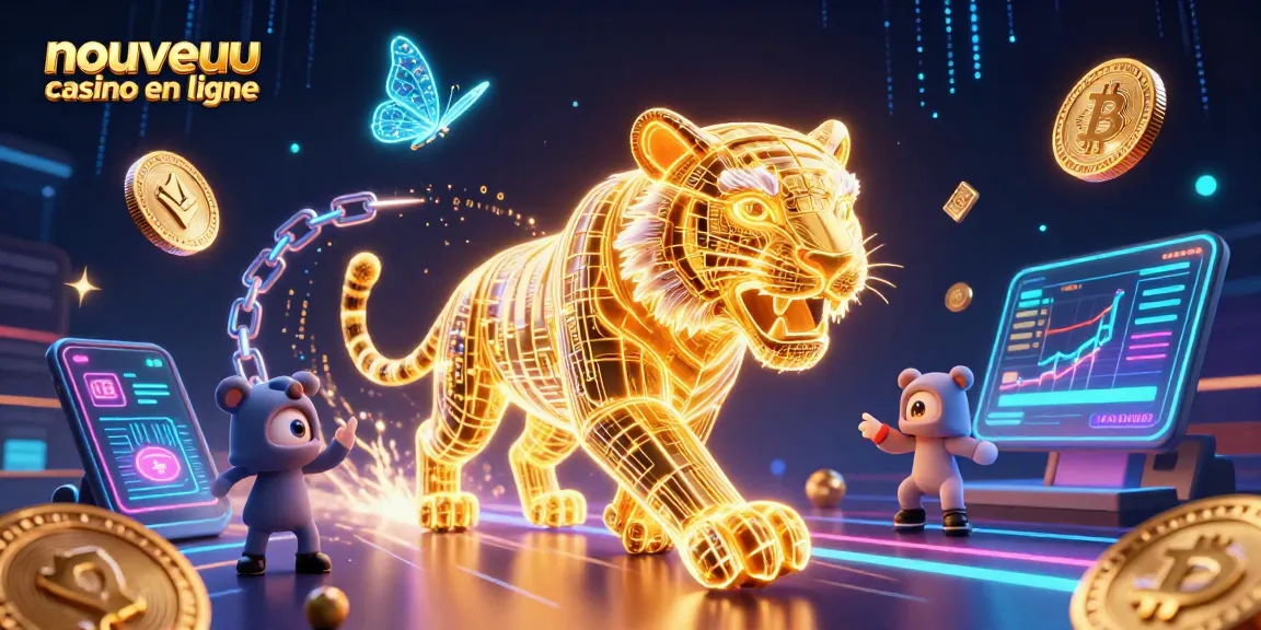 Découvrez les jeux au nouveau casino en ligne avec un tigre lumineux et des éléments numériques captivants.