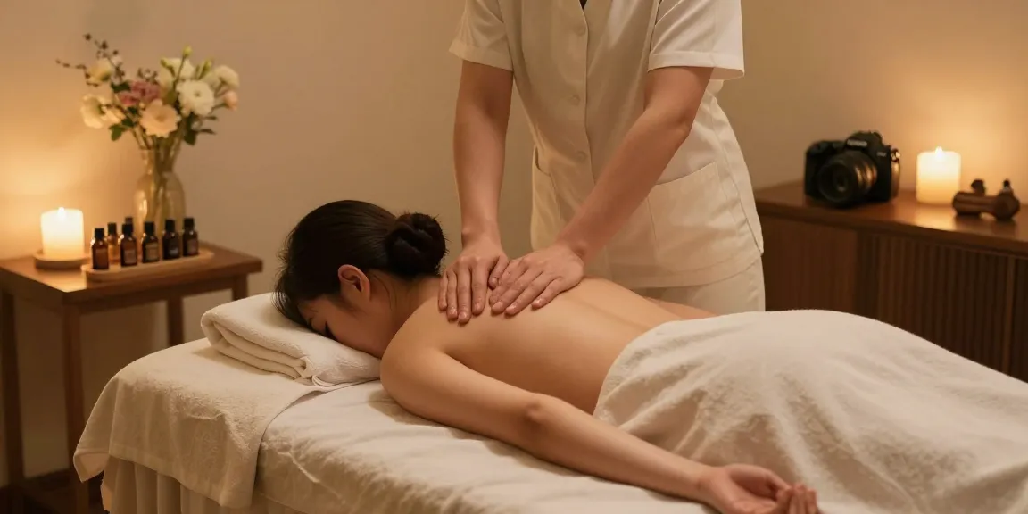 논현동마사지 전문 마사지 테라피스트가 편안한 환경에서 고객에게 스웨디시 마사지를 제공하는 장면.