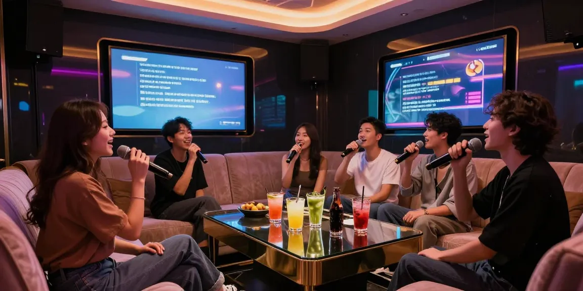 강남가라오케 프리미엄 룸에서 즐거운 시간을 갖는 모습