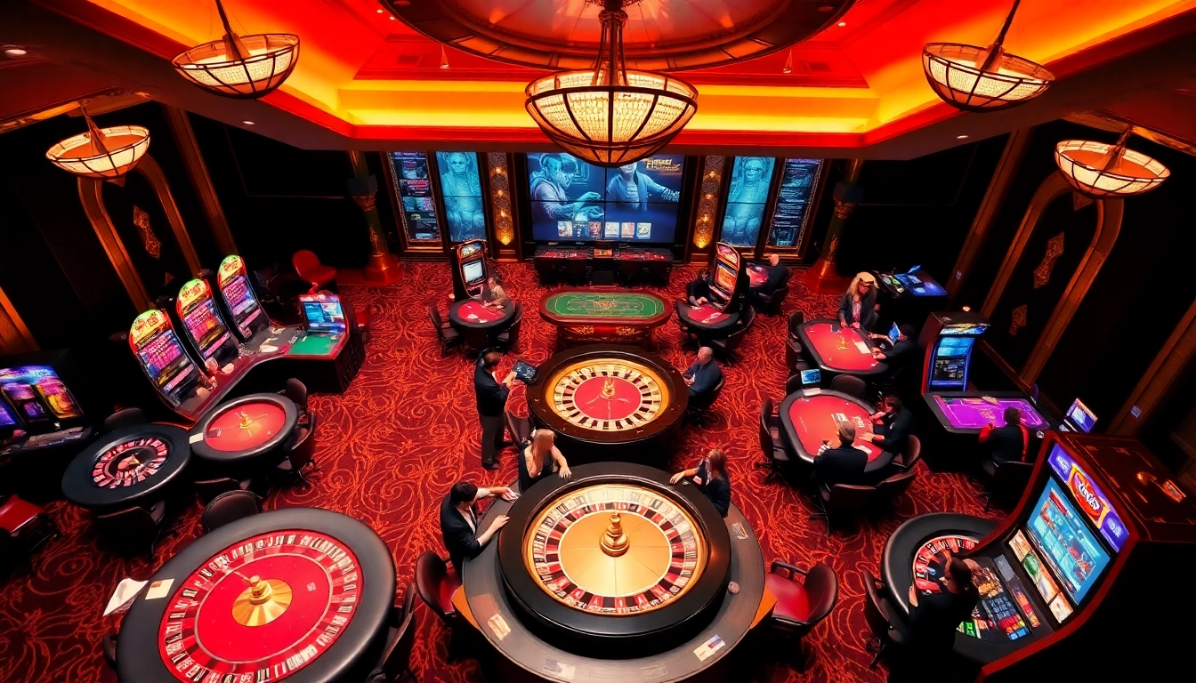 Engage in thrilling gameplay at https://rr88co.net/, featuring vibrant casino tables and lively gamblers.