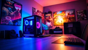 79king gaming setup with RGB lights and high-end PC, showcasing an engaging environment.