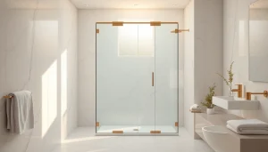 Admire la paroi de douche à l'italienne moderne intégrée dans une salle de bains élégante.