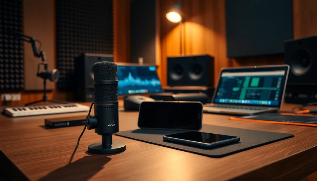 Experience crystal-clear audio recording with the MV88 microphone in a modern studio.