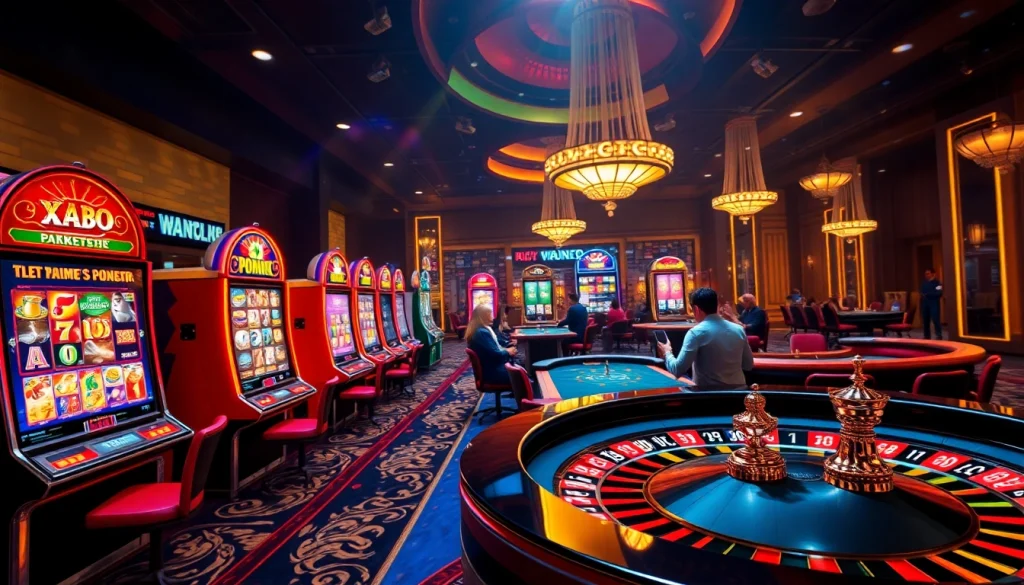 KJC AC 1 - Exciting casino scene featuring poker tables and slot machines.