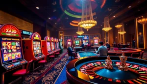 KJC AC 1 - Exciting casino scene featuring poker tables and slot machines.