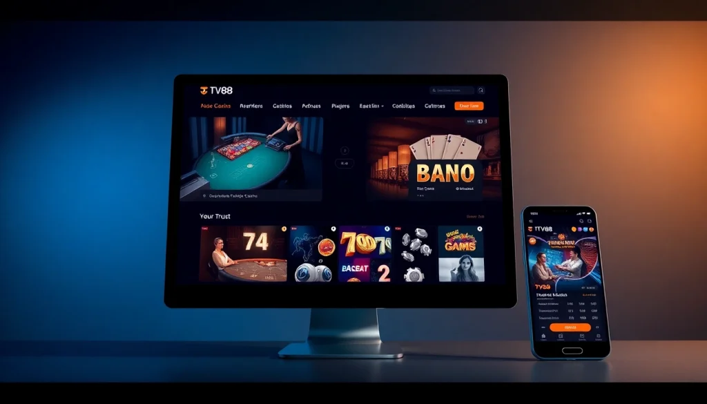 TV88 online casino interface showcasing game options and user-friendly design