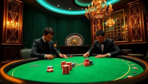 Experience the thrill of gaming at https://f168.ing/ with an elegant high-stakes poker table and luxury ambiance.