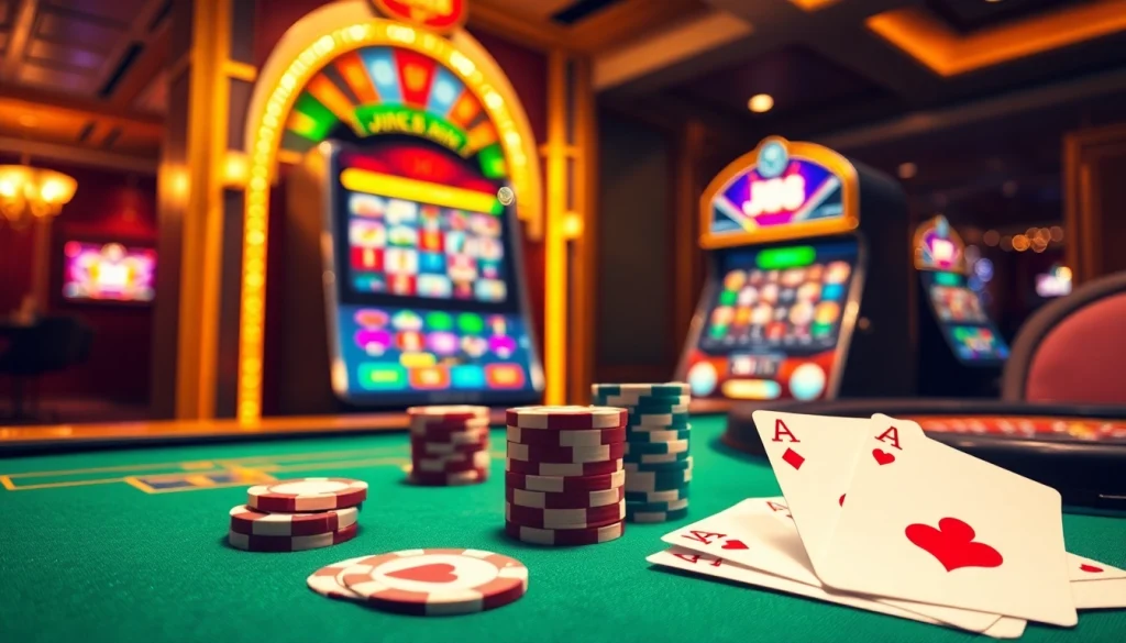 Experience thrilling gameplay at Jun88 with a dazzling casino table and exciting slot machines.