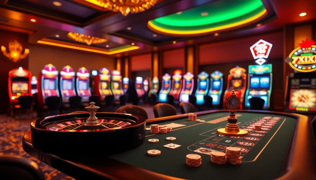 xx88 casino scene featuring a stylish poker table with glamorous chips and cards.