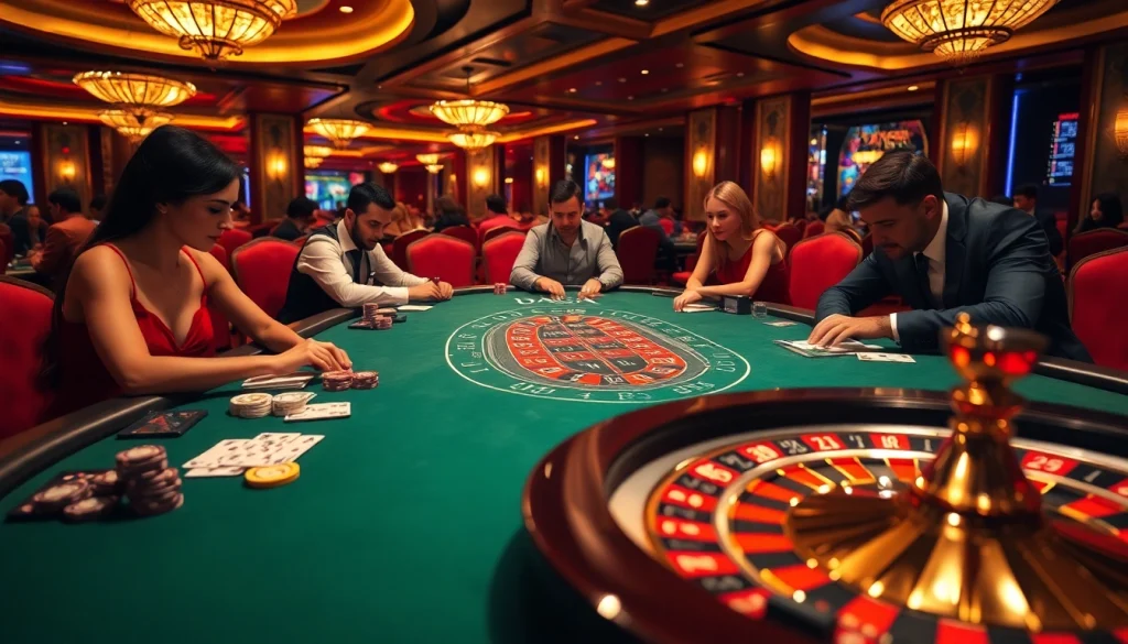 DAGA-themed casino scene with a luxurious poker table and vibrant gameplay atmosphere.
