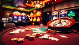 Experience the excitement of tai uu88 with vibrant casino visuals featuring poker tables and slot machines.