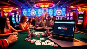 Experience thrilling gameplay at https://marvelbet.site/ with an exciting casino scene featuring poker and roulette.
