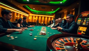 Experience shbet's thrilling casino environment with vibrant tables, roulette, and players enjoying games.