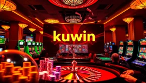 Kuwin online casino interface showcasing vibrant tables, roulette wheel, and poker action for thrilling gambling experience.