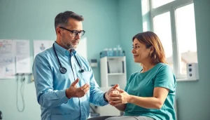 Engaging physical therapy marketing scene showcasing therapist and patient interaction