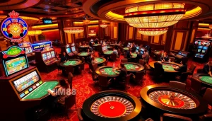 Experience the thrill of winning at MM88's casino games with vibrant tables and engaged players.
