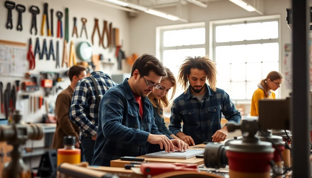 Students actively participating in a hands-on workshop at abc trade school, showcasing teamwork.