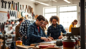 Students actively participating in a hands-on workshop at abc trade school, showcasing teamwork.
