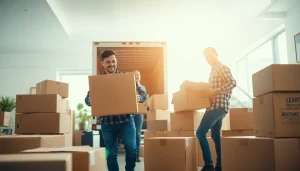 A professional Vancouver moving company facilitating a residential move with organized packing and teamwork.