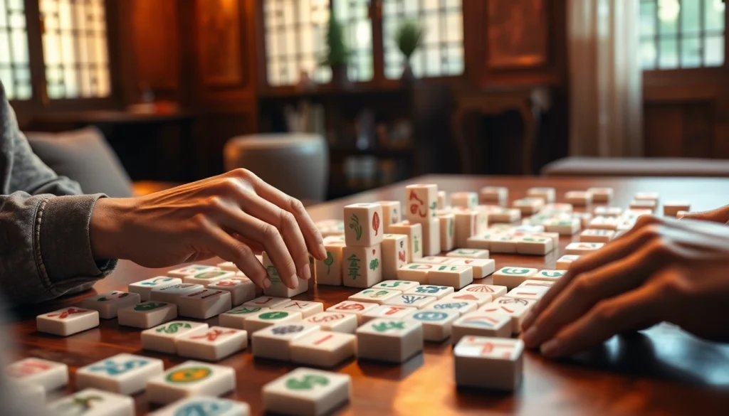 Permainan demo mahjong yang seru dengan dekorasi yang hangat dan santai.