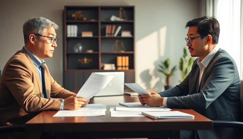 카드깡 관련 법적 문제에 대해 상담 중인 전문가와 고객의 진지한 모습
