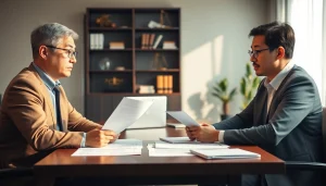 카드깡 관련 법적 문제에 대해 상담 중인 전문가와 고객의 진지한 모습