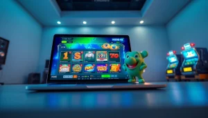 Kode4d online gaming experience showcasing slot games on a modern laptop.