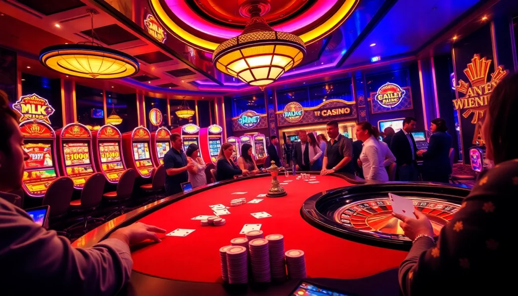 Trải nghiệm cảm giác hồi hộp khi tham gia tại 24kclub với các bàn casino hấp dẫn và máy đánh bạc sôi động.