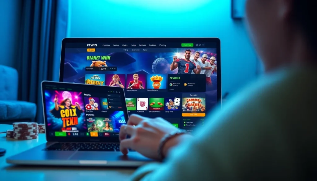 Engaging online betting experience on FFWIN showcasing slots, poker, and sports betting.
