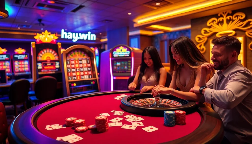 Experience high-stakes excitement at the hay.win casino with poker tables and roulette wheels.