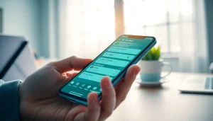 gb whatsapp app interface displayed on a smartphone in a modern workspace