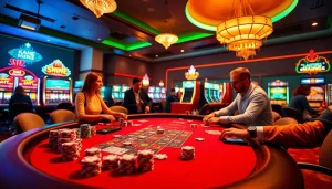 The excitement of online gambling captured at https://go88.fast/ with a lively casino atmosphere and engaging dealer.