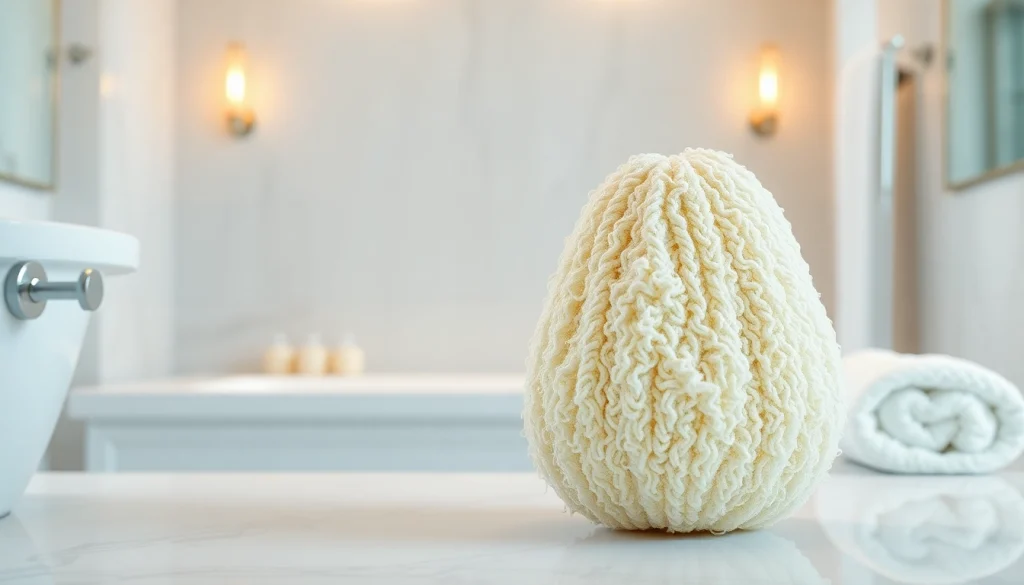 Highlighting the best back loofah in a luxury bathroom setting for exfoliation.