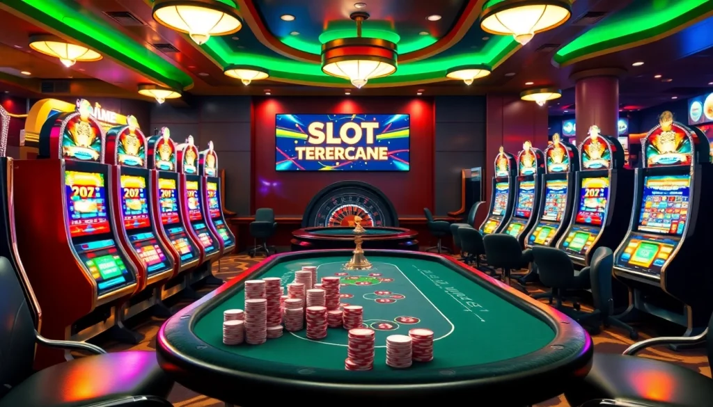 Experience the thrill of winning at slot online terpercaya with vibrant slot machines and a lively casino atmosphere.