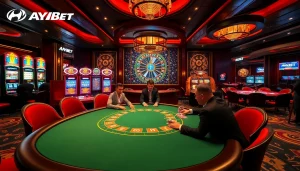 Experience thrilling gameplay at HAYBET with vibrant casino tables and exciting slot machines.