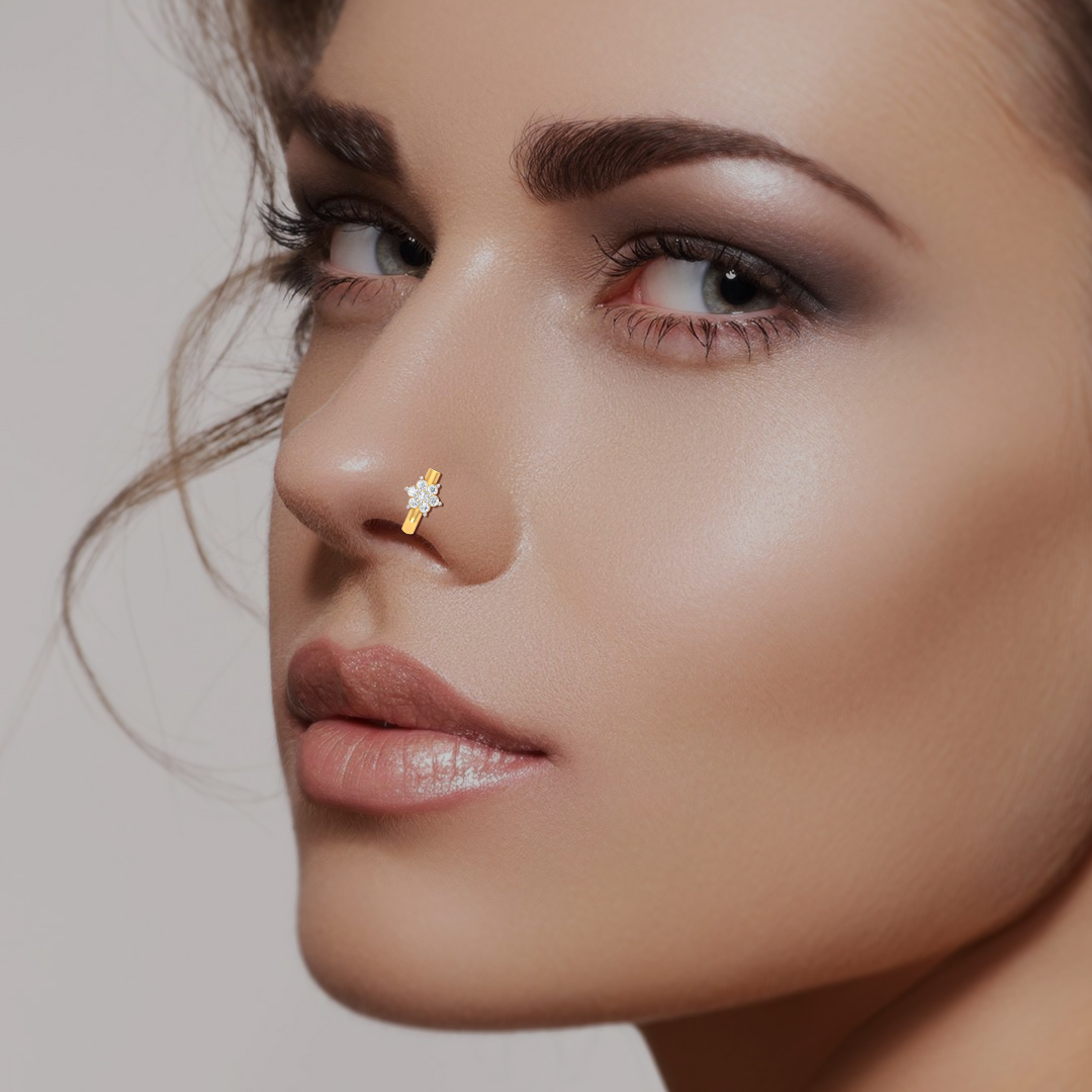 Gold nose stud with diamond | Timeless Nose Jewellery – London Diamond Online