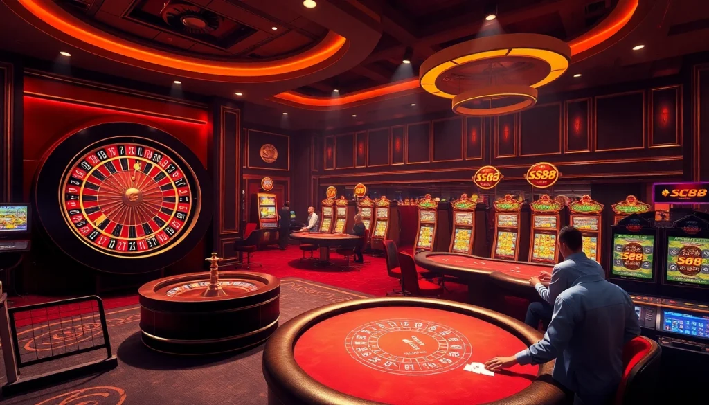 Experience thrilling casino action at https://sc88.archi/ featuring poker and a luxurious roulette table.
