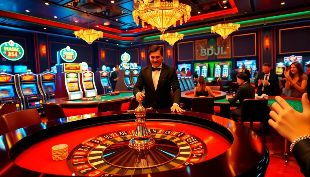 BDJL players enjoying a thrilling poker game at a luxurious casino table, highlighting excitement.