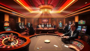 Players engaging in a high-stakes game at the MK8 casino, showcasing excitement and luxury.