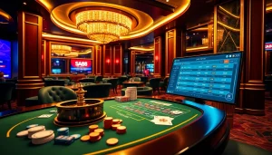sa88 casino table featuring poker chips and cards, evoking excitement and luxury in online gambling.
