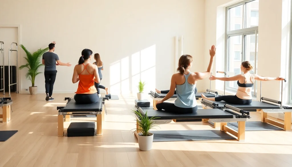 静岡の安いピラティススタジオの風景 - 静かな環境で練習する多様な人々
