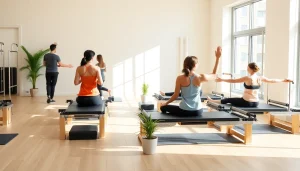 静岡の安いピラティススタジオの風景 - 静かな環境で練習する多様な人々